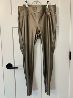 Torrid Faux Leather Metallic Bronze Leggings Size 1 High Waist 1X